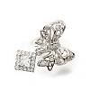 Bowknot & Rhombus Brass Micro Pave Clear Cubic Zirconia European Beads KK-V008-35P-2