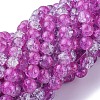 Two Tone Magenta & Light Blue Crackle Glass Round Beads Strands X-CCG-Q002-8mm-09-1