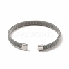 Non-Tarnish 304 Stainless Steel Flat Mesh Chain Shape Open Cuff Bangle for Women BJEW-C033-09P-3