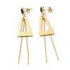 Enamel Triangle with Long Tassel Dangle Stud Earrings with 316 Stainless Steel Pins EJEW-F285-03G-1