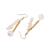 Round & Chip Natural Rose Quartz Dangle Earrings EJEW-JE05867-4