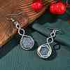 Hexagon Natural Blue Aventurine Dangle Earrings EJEW-K298-01P-07-2