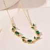 Brass Pave Cubic Zirconia Rose Flower Link Cable Chain Necklaces for Women NJEW-C121-05B-08G-2