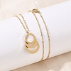 304 Stainless Steel Roman Numeral 3 Ring Pendant Necklaces NJEW-V001-06G-02-4