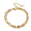 Rectangle Brass Pave Cubic Zirconia Link Chain Bracelets for Women BJEW-P385-05G-05-1