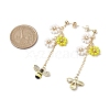 Spring Flower & Bees Alloy Enamel Dangle Stud Earrings EJEW-TA00498-3