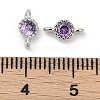 Brass Cubic Zirconia Flat Round Connector Charms KK-H204-02P-01-3