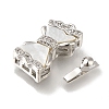 Brass Micro Pave Clear Cubic Zirconia Box Clasps with Acrylic KK-H480-05P-2