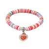 Natural Gemstone & MIYUKI Seed Beads Heart Charm Bracelets BJEW-MZ00084-09-1