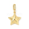 Brass Micro Pave Clear Cubic Zirconia Star European Dangle Charms KK-U044-07G-1