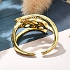 Rack Plating Brass Micro Pave Clear Cubic Zirconia Cuff Finger Rings for Women RJEW-M028-32G-04-5