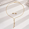 Elegant Stainless Steel Number 8 Stud Earrings & Lariat Necklaces Set for Women KH5479-1