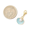 Shell Shape Alloy Enamel & ABS Plastic Imitation Pearl Pendant Decorations HJEW-JM02966-3