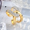 Brass Micro Pave Clear Cubic Zirconia Cuff Rings for Women RJEW-R011-11G-02-1