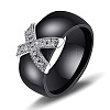 Cross Brass Micro Pave Clear Cubic Zirconia with Porcelain Finger Rings FS-WG0A171-13-1