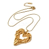 304 Stainless Steel Round Snake Chain Textured Heart Pendant Necklaces for Women NJEW-S001-01-3