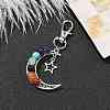 Wire Wrapped Chakra Synthetic & Natural Mixed Stone & Alloy Moon Pendant Decorations HJEW-JM01576-01-4