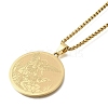 304 Stainless Steel Box Chain Archangel Saint Michael Flat Round Pendant Necklaces NJEW-S003-02G-2