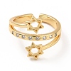 Clear Cubic Zirconia Star of David Cuff Ring RJEW-M142-03G-2