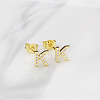Brass Clear Cubic Zirconia Stud Earrings WGC2A80-11-1