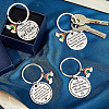 Gorgecraft 4Pcs 4 Styles  Teacher's Day Stainless Steel Flat Round with Word Pendant Keychain KEYC-GF0001-11-4