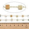 Handmade 304 Stainless Steel Shoushan Stone Beads Cube Link Chains CHS-B011-02G-01-3