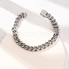 304 Stainless Steel Engraved Beast & Christian Upside Down Cross Cuban Link Chain Bracelets for Women Men BJEW-F529-17P-1