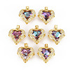 Rack Plating Brass Micro Pave Clear Cubic Zirconia Pendants X-KK-T060-10-RS-1
