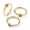 Heart Natural Tiger Eye Adjustable Rings RJEW-Q818-02G-02-1