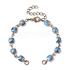 Square Faceted Glass Beaded Link Chain Bracelet Making AJEW-JB01150-48-1