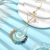 Wire Wrapped Gemstone Chip & Brass Moon Pendant Decorations HJEW-TA00100-2