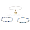 3Pcs 3 Style Glass Seed & ABS Plastic Pearl & Evil Eye Beaded Stretch Bracelets Set BJEW-JB09358-1