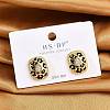 Brass Micro Pave Clear Cubic Zirconia Stud Earrings EJEW-P301-06G-1