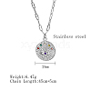 Stainless Steel Rhinestone Flat Round with Eye Pendant Necklaces LS9934-2-2