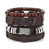 Cowhide & Imitation Leather Cord Knitted Multi-strand Bracelets WG31D03-43-1