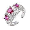 Brass Micro Pave Cubic Zirconia Cuff Open Rings for Women RJEW-L343-13P-06-4