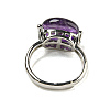 Oval Natural Amethyst Adjustable Rings RJEW-C087-04P-03-3