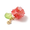 Flower Glass Pendant Decoration HJEW-TA00286-02-4