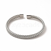 Non-Tarnish 304 Stainless Steel Flat Mesh Chain Shape Open Cuff Bangle for Women BJEW-C033-08P-2