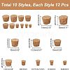 CHGCRAFT 120Pcs 10 Style Wood Cork Stopper AJEW-CA0002-86-2