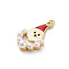 Santa Claus Brass Micro Pave Cubic Zirconia with Enamel Pendants KK-Q010-02G-2