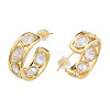 Cubic Zirconia Oval Half Hoop Earrings EJEW-N011-74-1