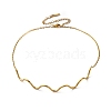 304 Stainless Steel Wave Shape Link Chain Necklaces for Women NJEW-S439-08G-4