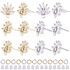 CREATCABIN 12Pcs 2 Color Brass Pave Clear Cubic Zirconia Flower Stud Earring Findings DIY-CN0002-79-1