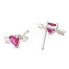 Heart with Arrow Platinum Brass Stud Earrings EJEW-L270-06P-3