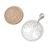 201 Stainless Steel Flat Round with Tree of Life Pendant Decorations HJEW-JM02521-3