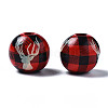 Painted Natural Wood European Beads LS-WOOD-S057-036A-3