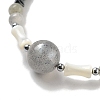 Natural Labradorite Round & Synthetic Non-magnetic Hematite & White Shell Beaded Bracelets for Women BJEW-K251-02E-3