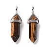 Natural Tiger Eye Pointed Pendants G-K329-43P-2