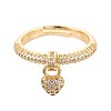 Brass Micro Pave Cubic Zirconia Cuff Rings for Women KK-T071-81G-2